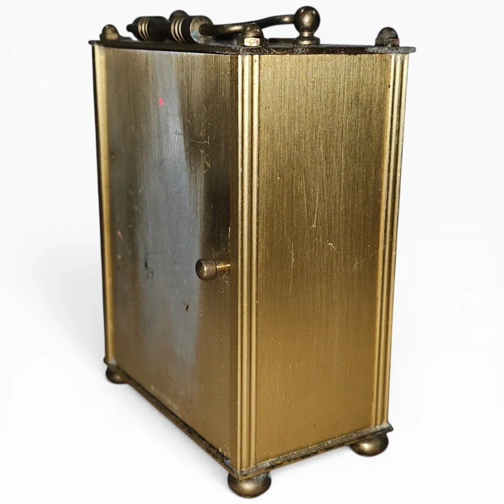 vintage Carriage Clock Gold Fair Jostens‎ West Germany Quartz Roman Numeral Dial